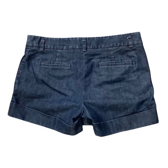 Women's Express 8 M Medium Navy Blue Denim Jeans Shorts High Rise Rolled Hem - Picture 3 of 7